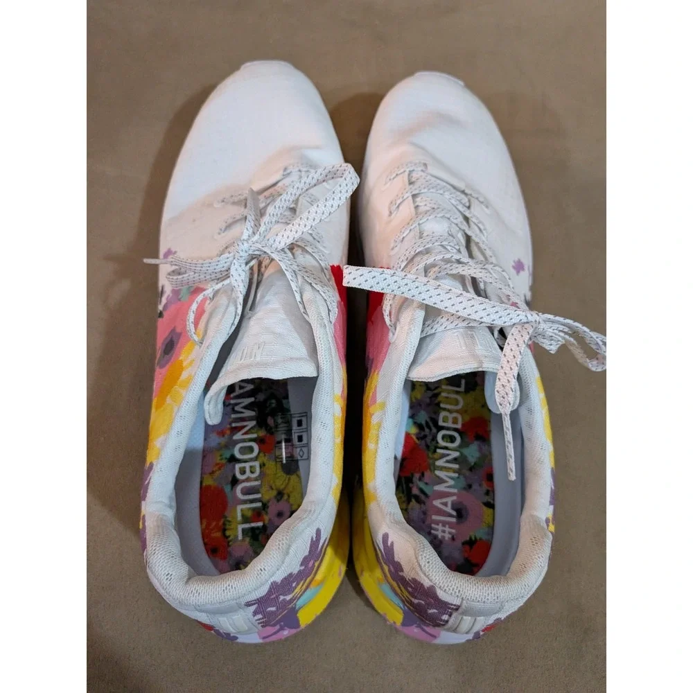 NoBull Matryx Floral Golf Shoes Mens 13.5 White Multicolor Low Top Lace Up